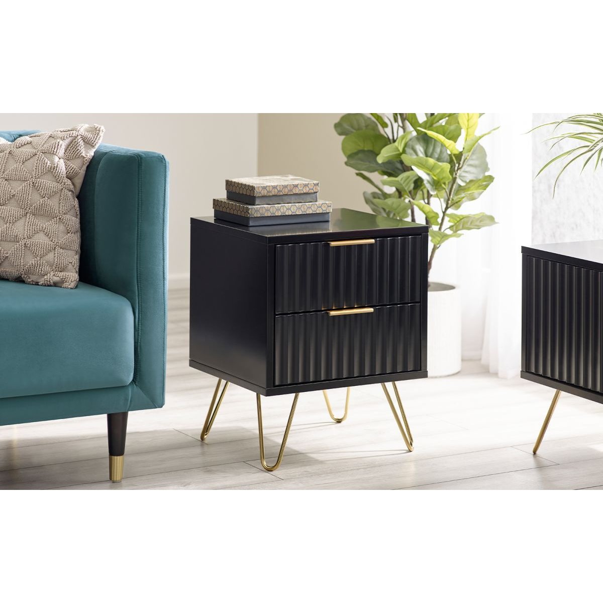 Murano 2 Drawer Bedside - Matte Black