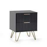 Murano 2 Drawer Bedside - Matte Black