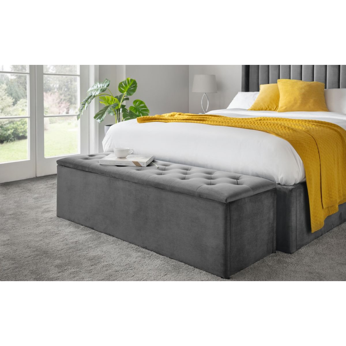 Ravello Blanket Box - Dark Grey Velvet