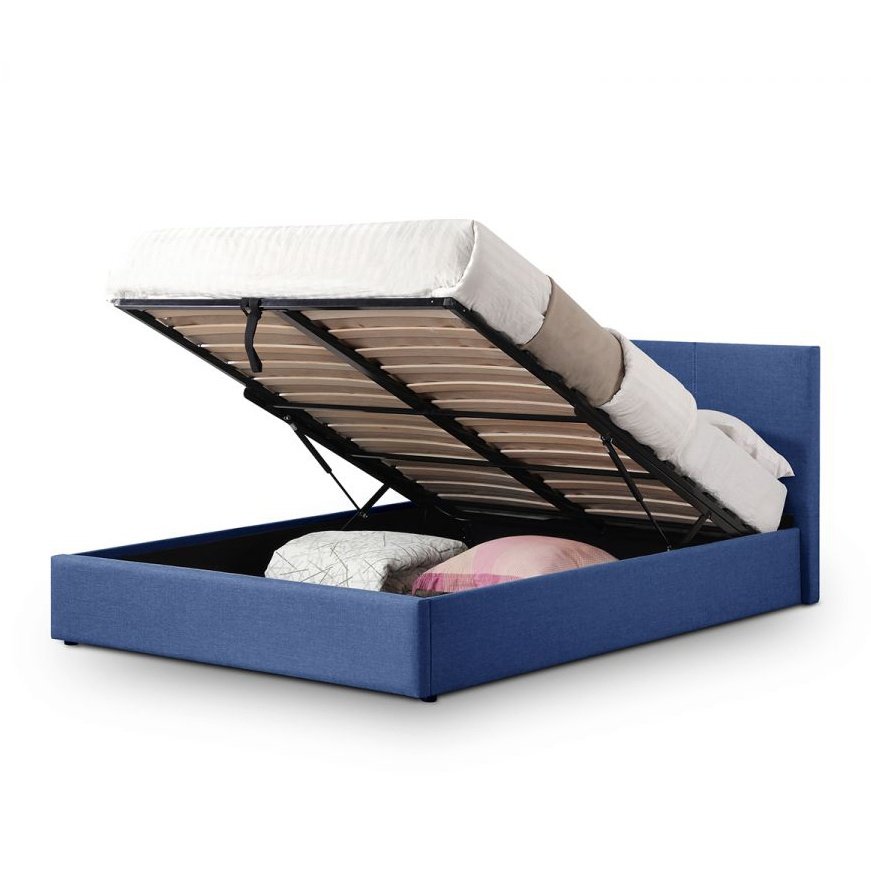 Rialto Lift-Up Storage Bed - Dark Blue Linen