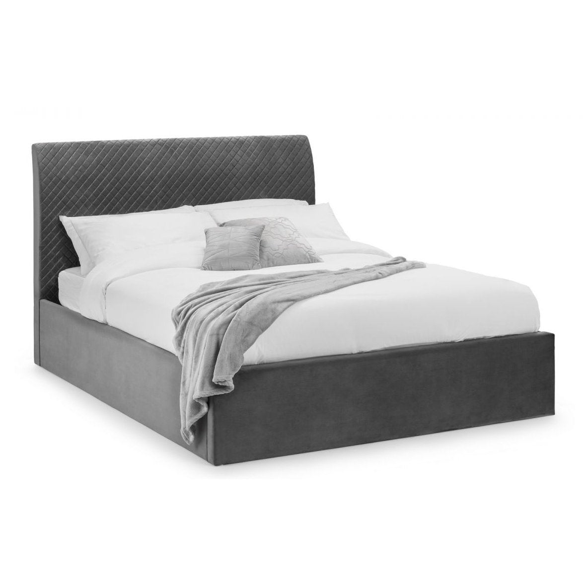 Sanderson Diamond Quilted Velvet Ottoman Bed