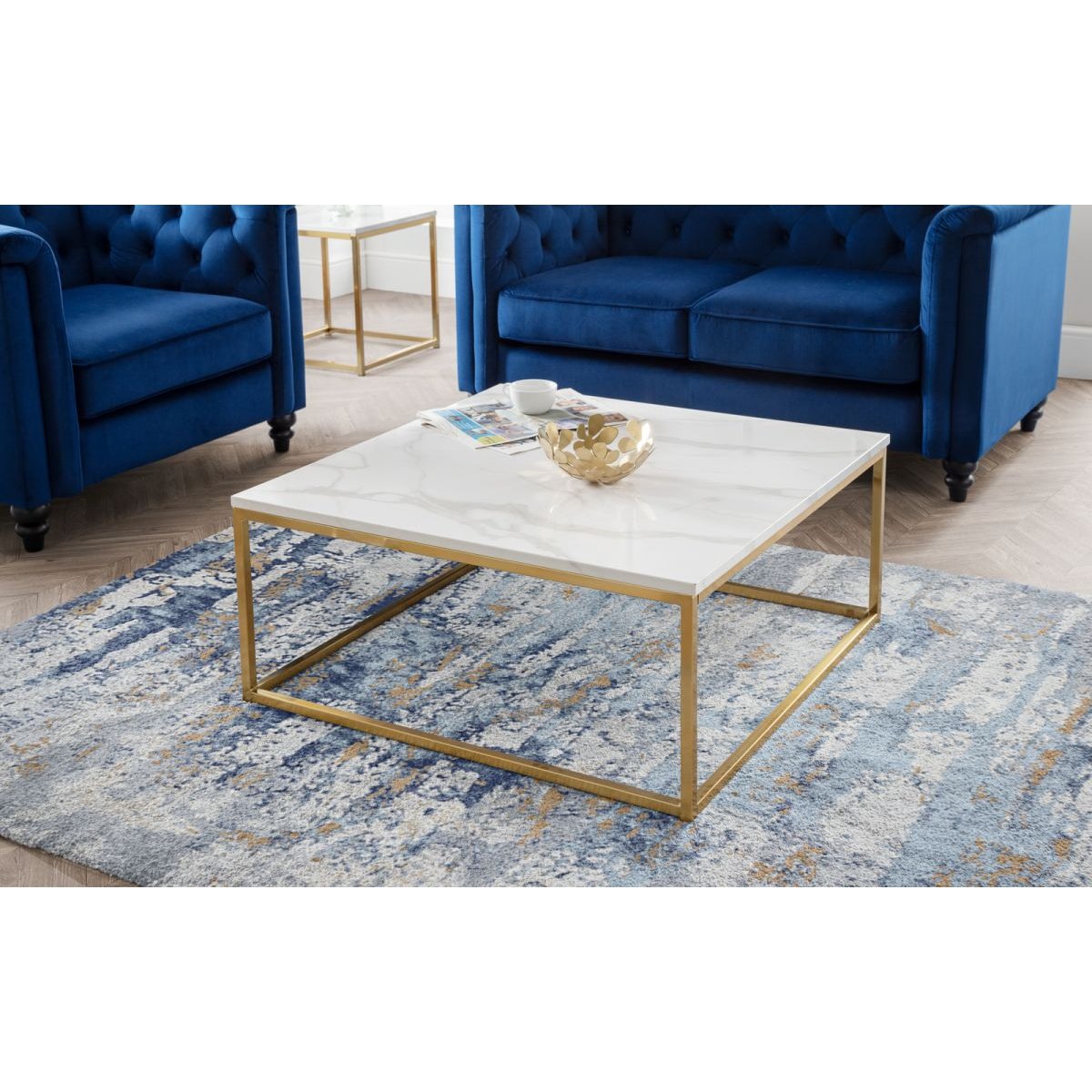 Scala Gold White Marble Top Coffee Table