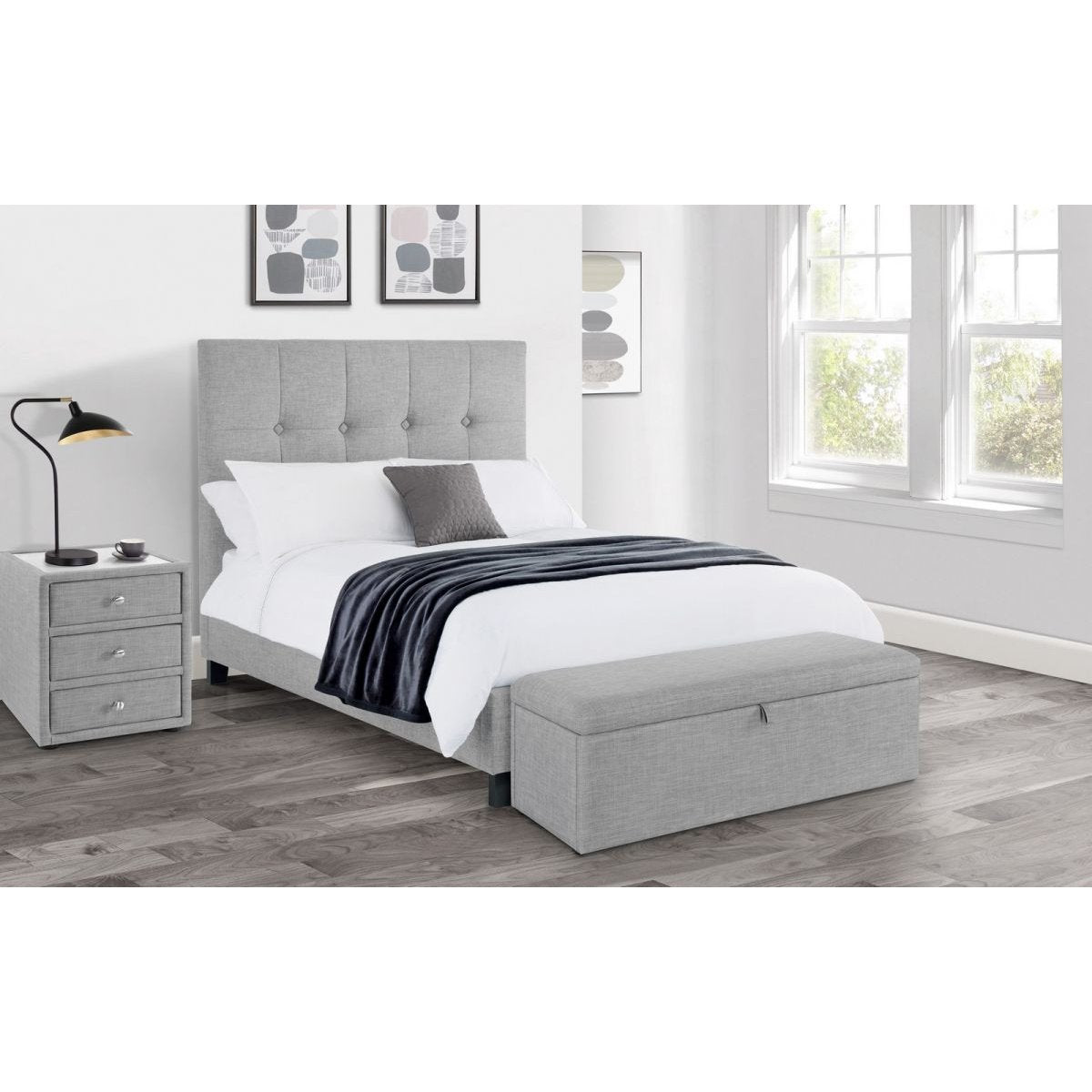 Sorrento High Headboard Bed - Light Grey