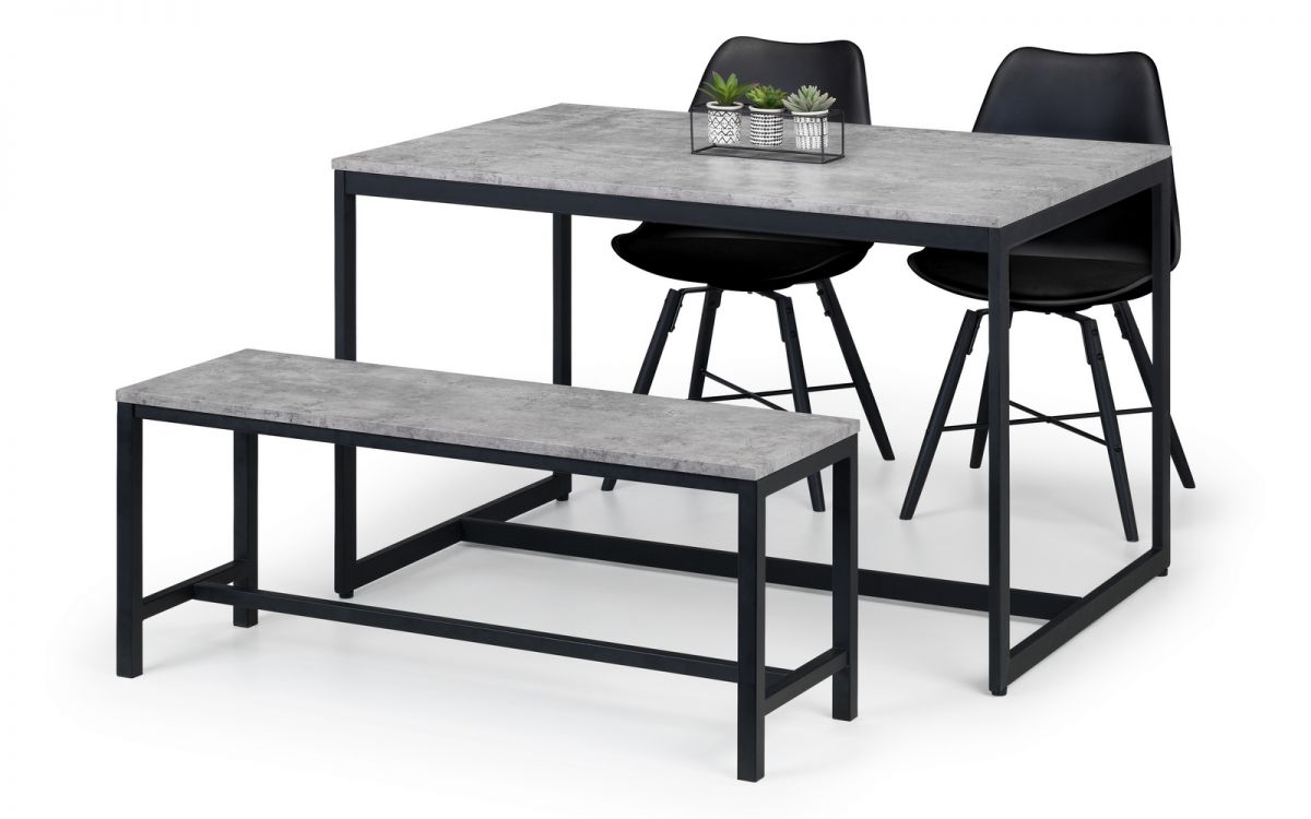 Staten Bench & Kari Black Dining Set