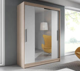 Vista 01 Sliding Mirror Door Wardrobe 150cm in Sonoma Oak